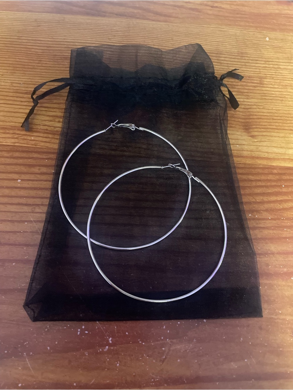 Silver 3” hoop earrings